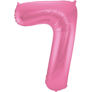 Roze Metallic Mat Folieballon Cijfer 7